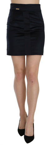 GF Ferre Blue Cotton Blend High Waist A-line Mini Skirt -   -  GF Ferre.